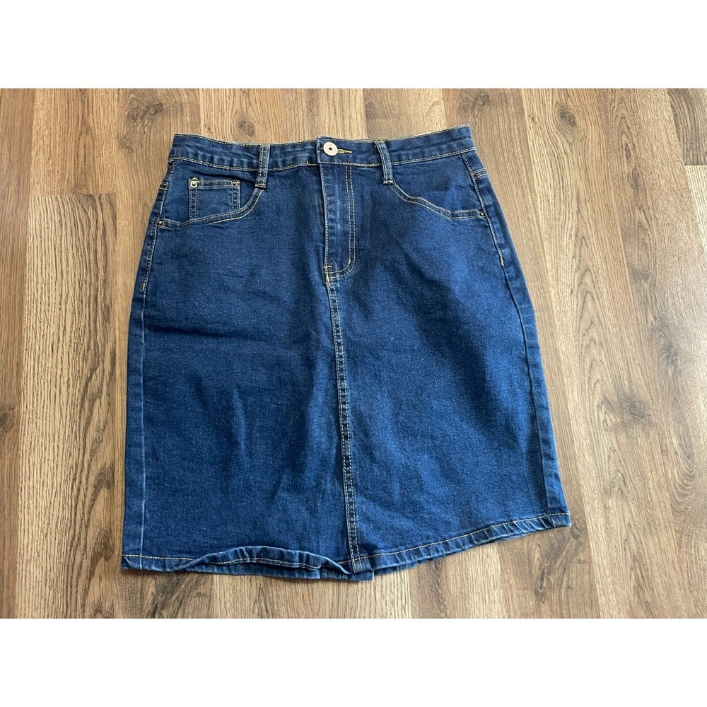 ChouYaTou Skirt, Women's Size Medium, Blue, Denim, Mini, Pockets